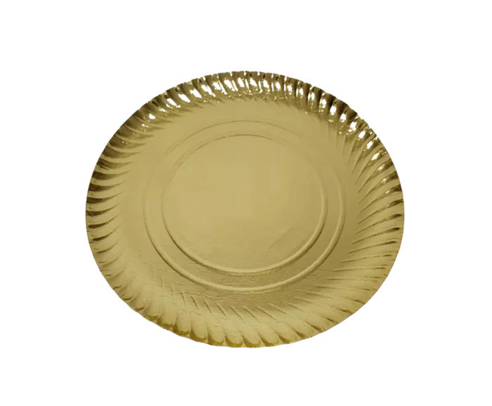 Platos de cartón circulares laminadas doradas