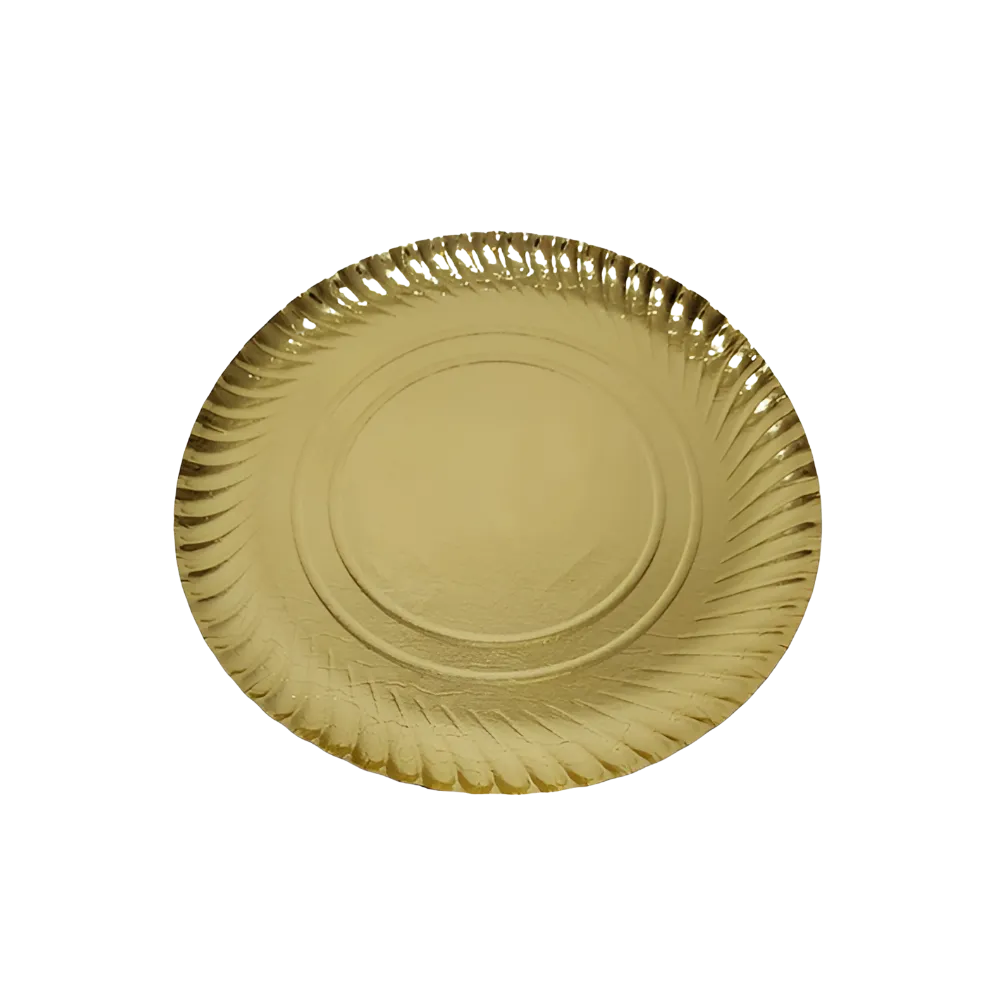 Platos de cartón circulares laminadas doradas