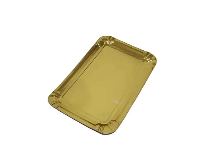BANDEJAS DE CARTON RECTANGULARES LAMINADAS DORADAS