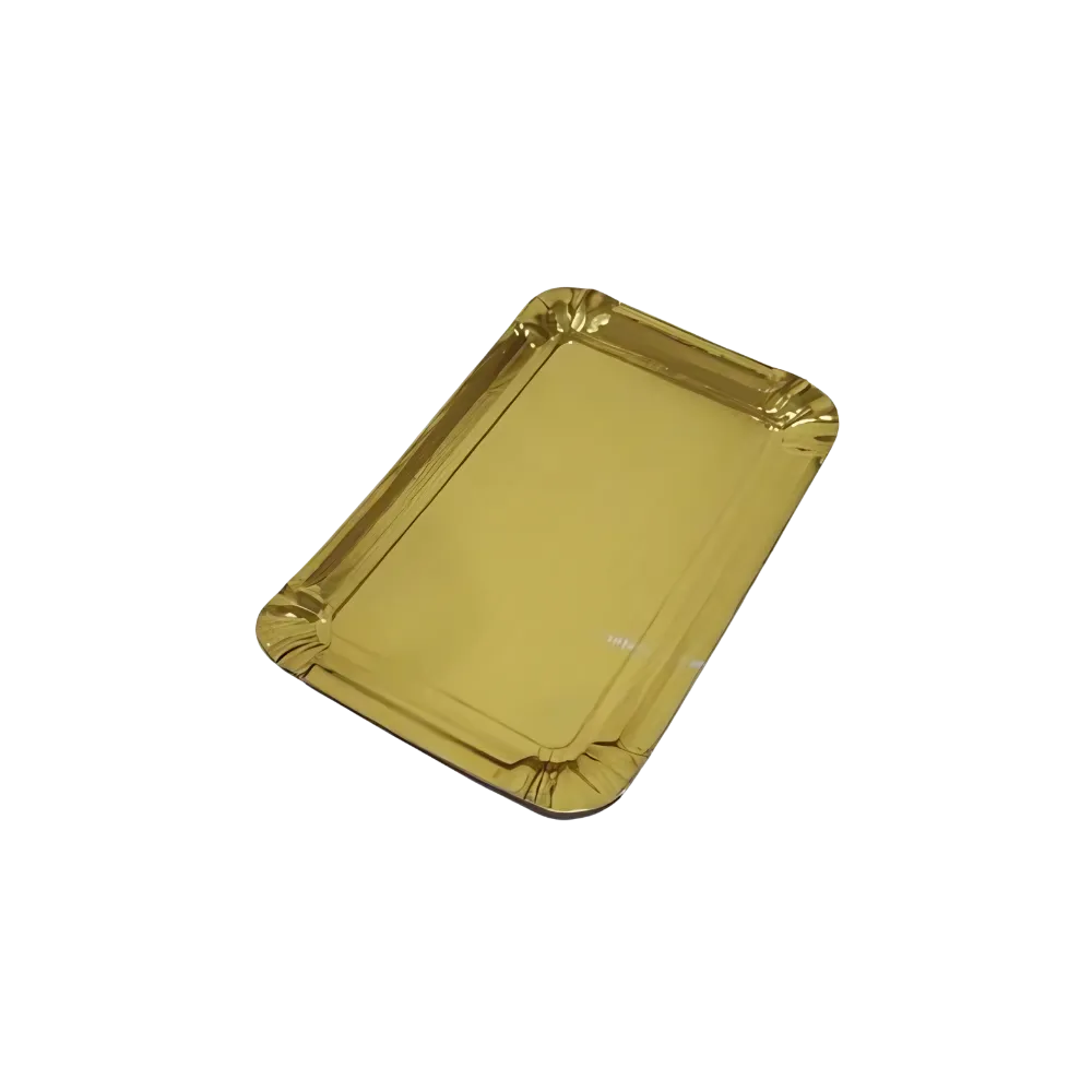 BANDEJAS DE CARTON RECTANGULARES LAMINADAS DORADAS