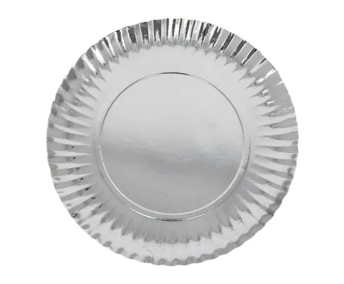 Platos de cartón circulares laminadas plateadas