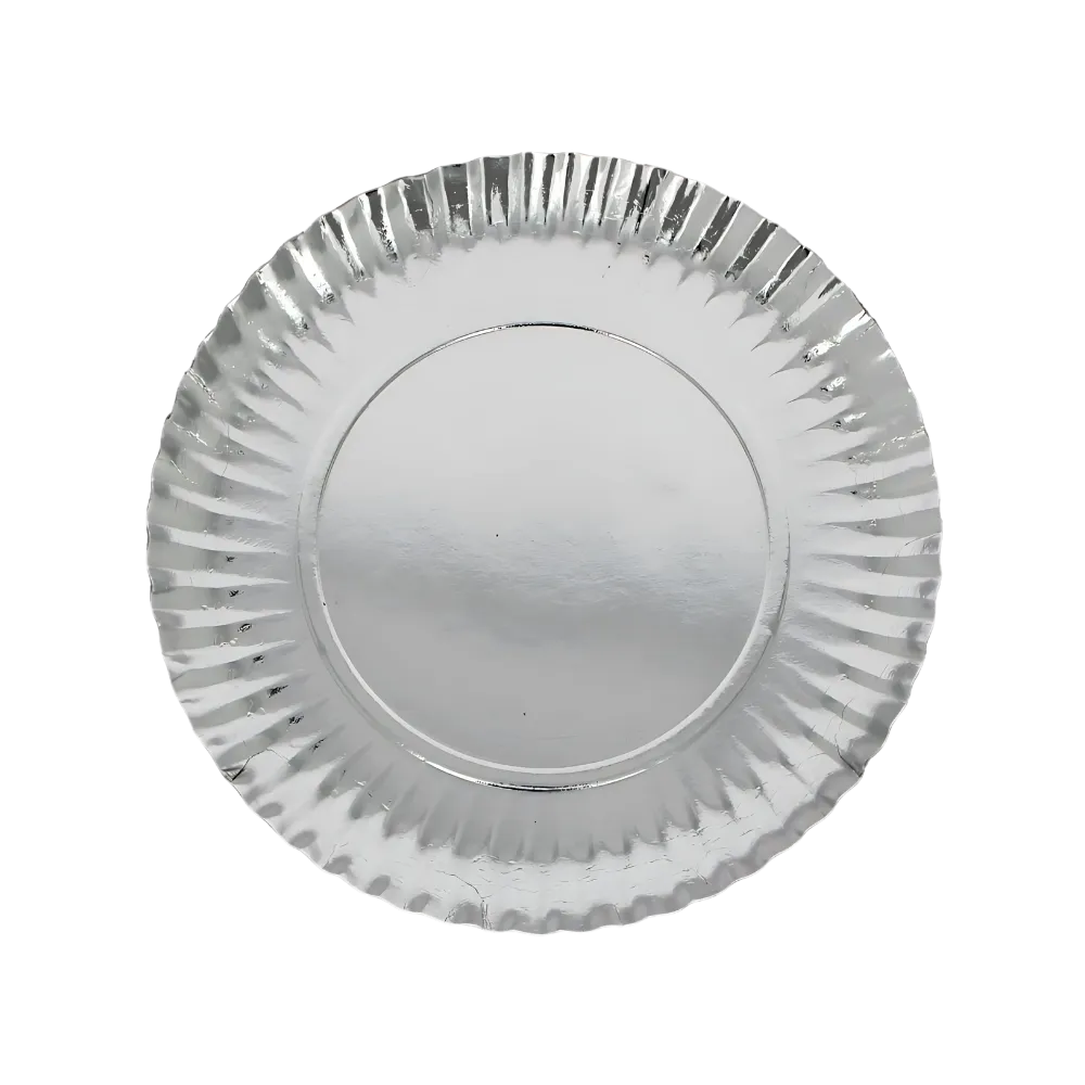 Platos de cartón circulares laminadas plateadas
